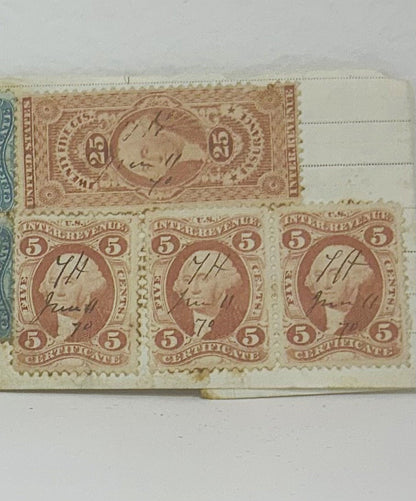 1870 Silk George Washington Internal Revenue and Insurance Stamp Set