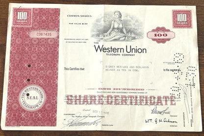 Western Union Telegraph Co. Lot of Two Documents - Vintage Western Union Telegraph Paperwork Lot of 2