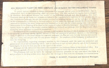 Western Union Telegraph Co. Lot of Two Documents - Vintage Western Union Telegraph Paperwork Lot of 2