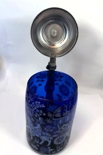 Vintage Silver and Glass Rein-Zinn Beer Stein Topped with Rare Morgan Dollar