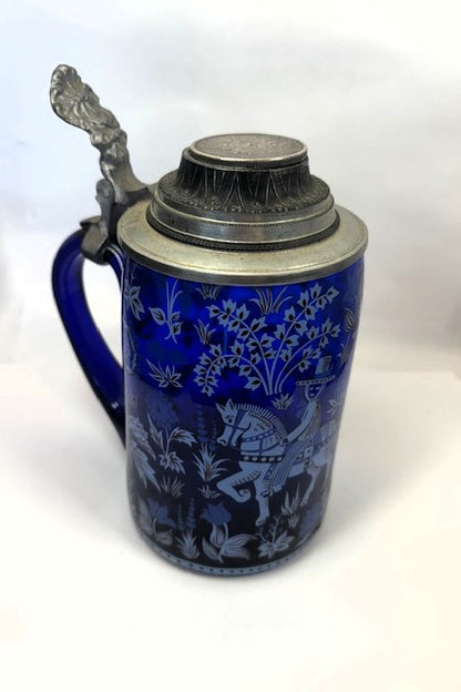 Vintage Silver and Glass Rein-Zinn Beer Stein Topped with Rare Morgan Dollar