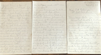 Major Ora Mathias Baldinger Lot of 6 Personal Letters - O.M. Baldinger Personal Military Letters Lot of Six