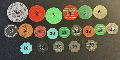 20 Plastic Trade/ "Good For" Tokens, Pick Your Variant! - Clubs, Drinks, Cafe, Etc. Pick your Variant!!!