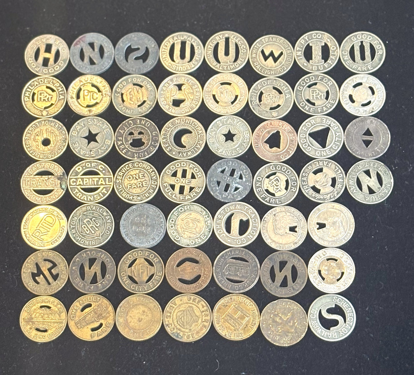 Over 50 Transit Tokens, Pick Your Variant! - Holed Vintage Transit Tokens Pick your Variant!!!
