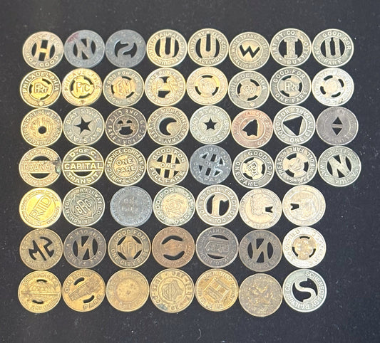 Over 50 Transit Tokens, Pick Your Variant! - Holed Vintage Transit Tokens Pick your Variant!!!