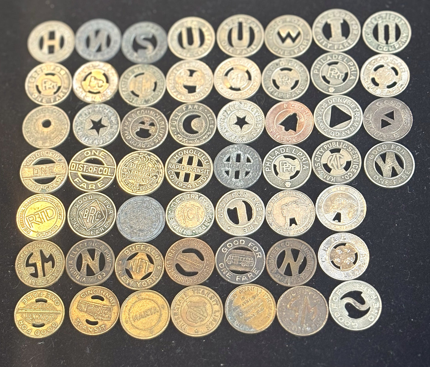 Over 50 Transit Tokens, Pick Your Variant! - Holed Vintage Transit Tokens Pick your Variant!!!