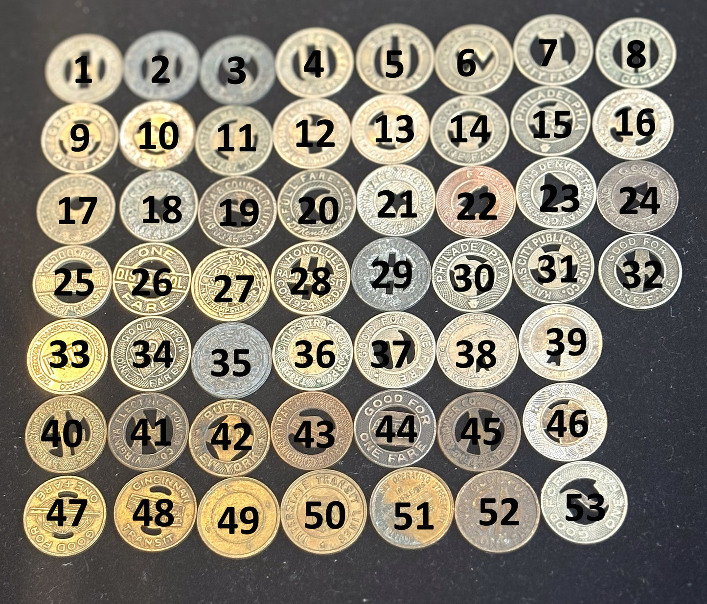 Over 50 Transit Tokens, Pick Your Variant! - Holed Vintage Transit Tokens Pick your Variant!!!