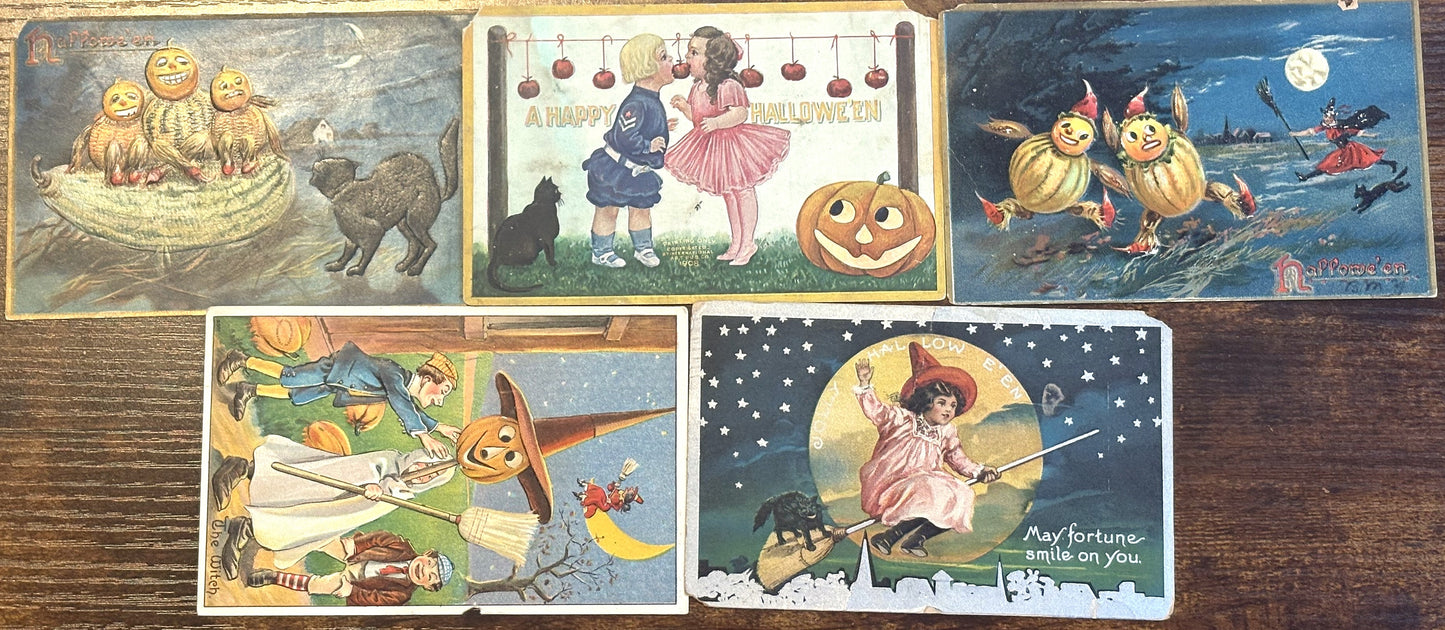 Five Vintage Halloween Postcards, Choose Your Variant - Antique Halloween Gift Postcards Choose Your Own!