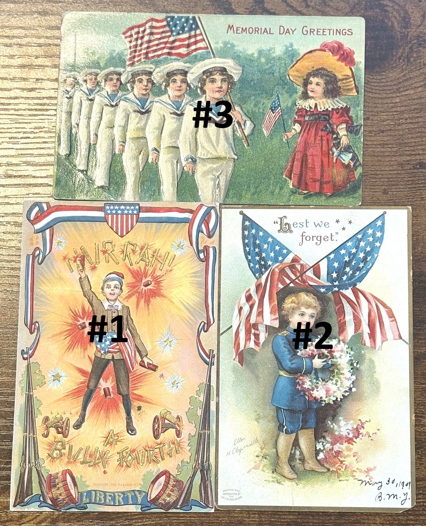 Independence/Memorial Day Antique Postcards - Vintage Choose Your Variant American Flag Postcards