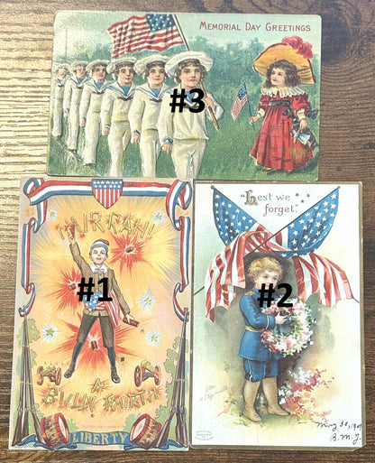 Independence/Memorial Day Antique Postcards - Vintage Choose Your Variant American Flag Postcards