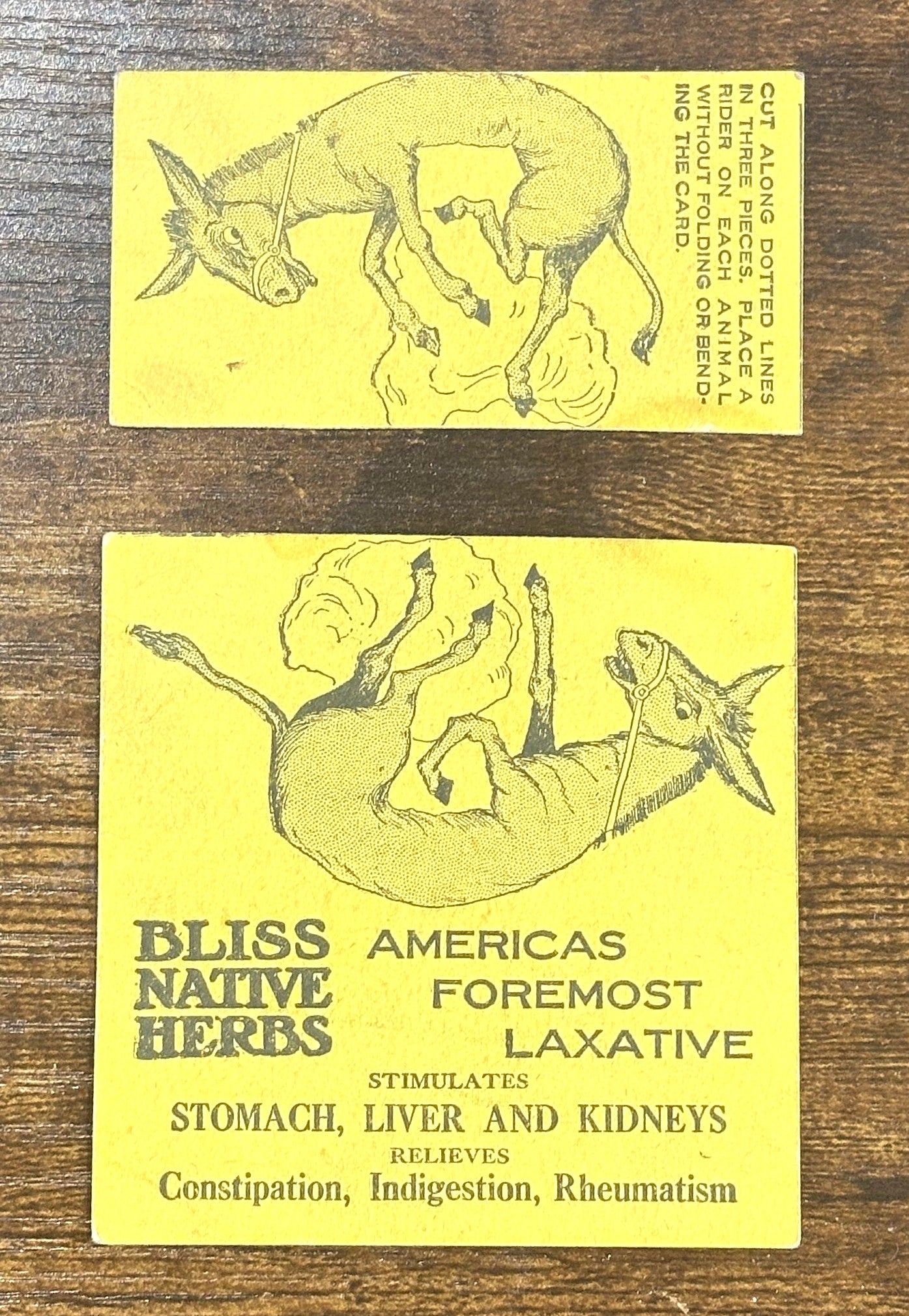 Antique Advertisement Trade Card Bliss Native Herbs Laxative - Vintage Laxative Advertisement Set of Two Cards