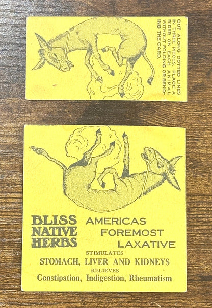Antique Advertisement Trade Card Bliss Native Herbs Laxative - Vintage Laxative Advertisement Set of Two Cards