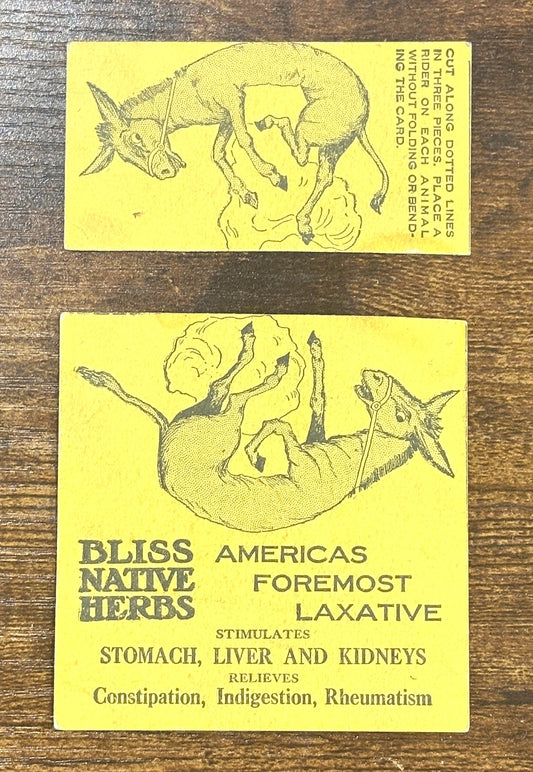 Antique Advertisement Trade Card Bliss Native Herbs Laxative - Vintage Laxative Advertisement Set of Two Cards