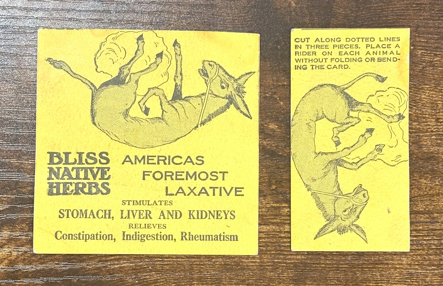Antique Advertisement Trade Card Bliss Native Herbs Laxative - Vintage Laxative Advertisement Set of Two Cards