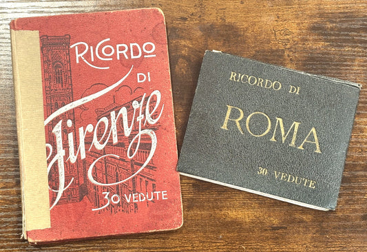 Two Vintage Italian Souvenir Albums - Vintage Italian "Ricordo di Firenze & Ricordo di Roma" 30 Vedute Souvenir Books - Leporello Albums