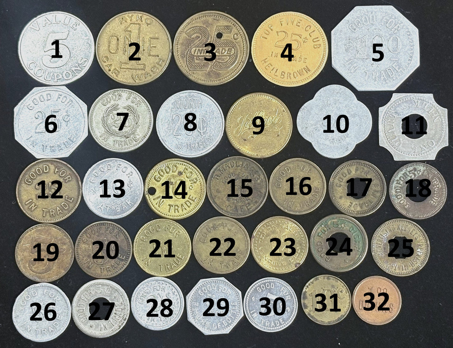 Over 30 "Good For"/ Trade Tokens, Pick Your Variant! - Unique Vintage Trade Tokens Pick your Variant!!!
