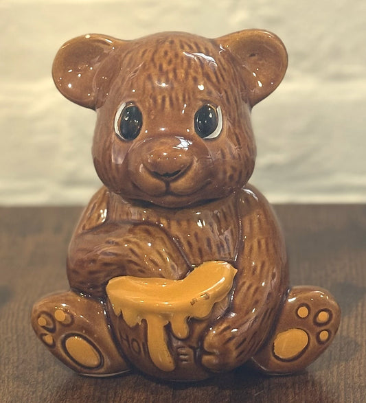 Vintage Ceramic Brown Bear Honey Pot 2pc - 2pc Brown Bear Honey Pot Lid and Base