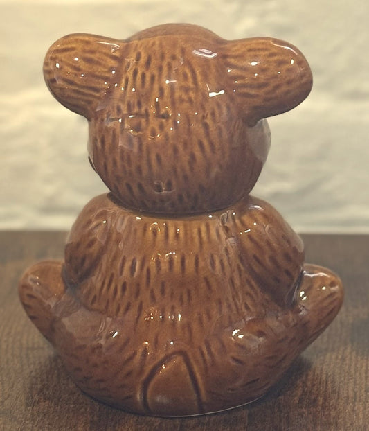 Vintage Ceramic Brown Bear Honey Pot 2pc - 2pc Brown Bear Honey Pot Lid and Base