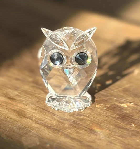 Swarovski Mini Owl Animal Figurine 7654 - Antique Miniature Owl Swarovski Crystal