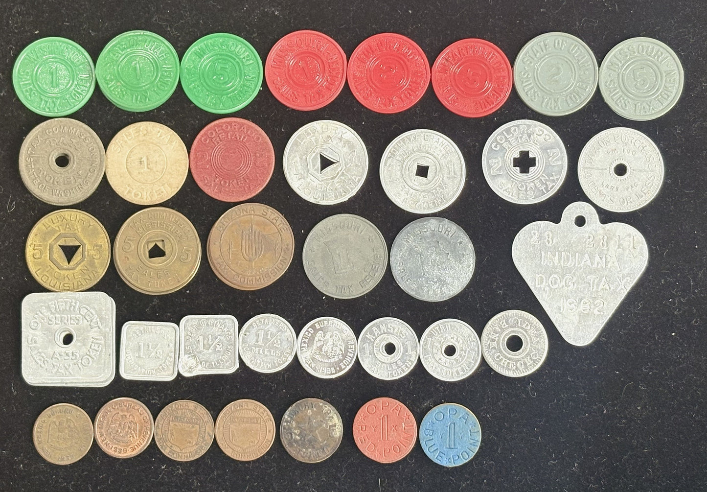 Antique Tax Tokens Over 30 Varieties - 1940s Vintage Tax Tokens Pick Your Variant