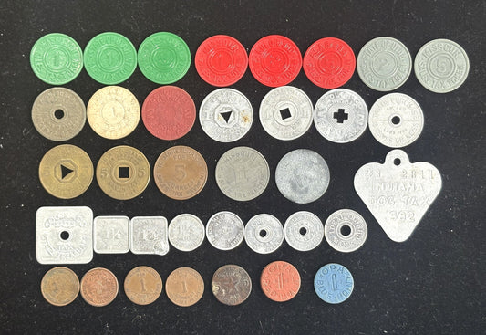 Antique Tax Tokens Over 30 Varieties - 1940s Vintage Tax Tokens Pick Your Variant