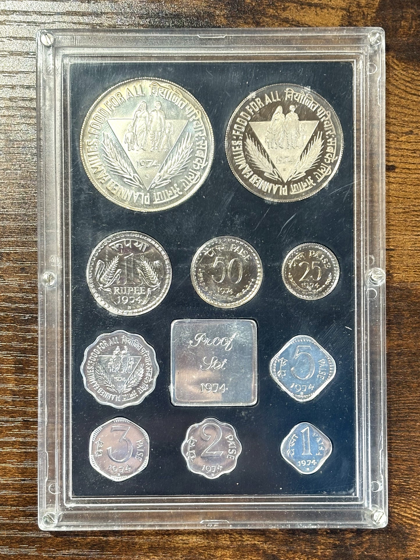 1974 Republic of India Proof Coin Set - Proof Coin Set 1974 India - Antique Coinage Proof Set Rupee/Paise