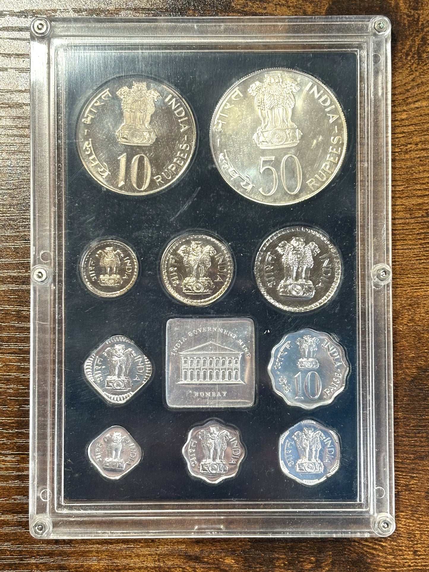 1974 Republic of India Proof Coin Set - Proof Coin Set 1974 India - Antique Coinage Proof Set Rupee/Paise