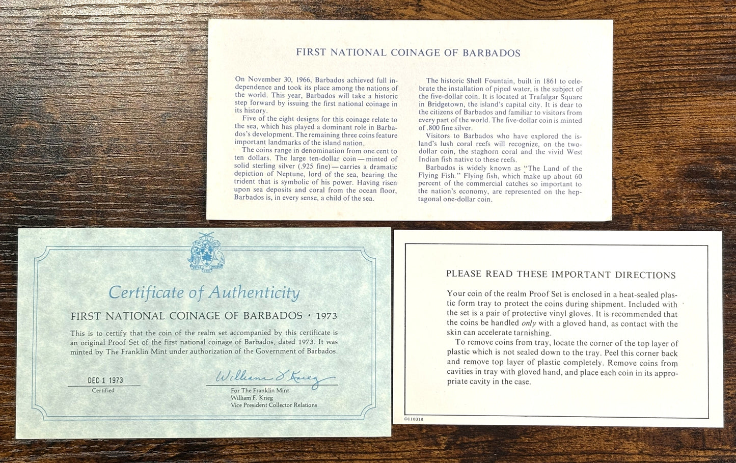 First National Coinage of Barbados 1973 Proof Set - 1973 Proof Set National Barbados Coinage