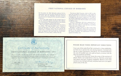 First National Coinage of Barbados 1973 Proof Set - 1973 Proof Set National Barbados Coinage