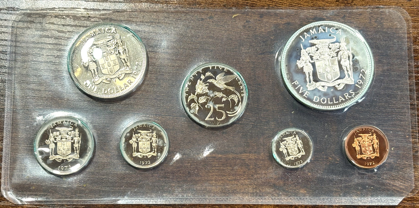 1972 Jamaica Proof Set - Set of Seven Jamaica Coinage Proof Set 1972