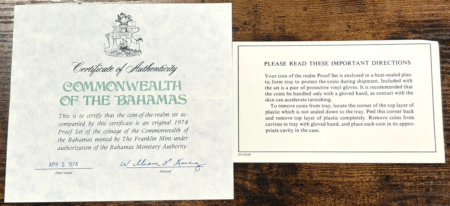 Commonwealth of The Bahamas Proof Set - 1974 Coinage of the Bahamas Set of 9