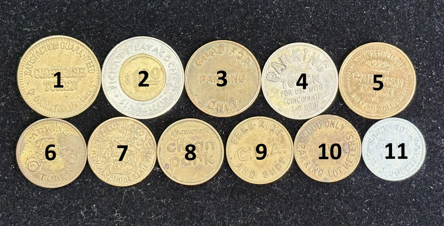 Carwash and Parking Tokens - Parking and Carwash Collectible Tokens - Park/Carwash Tokens Pick Your Variant!!