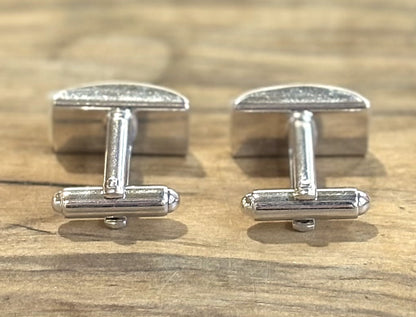 Antique Mother Of Pearl Cufflinks Pair - Vintage Rectangular Cufflinks with White Inlay