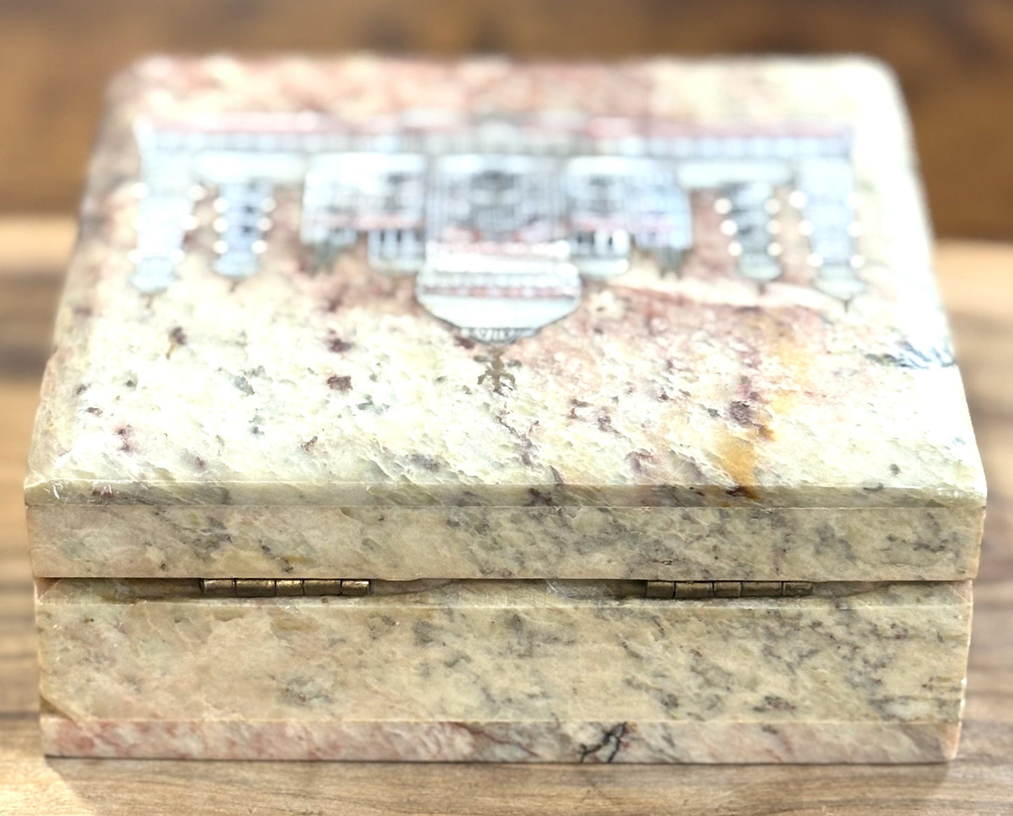 Antique Handmade Taj Mahal Mother-of-Pearl Inlay Jewelry Box - Taj Mahal Hand Carved Abalone Pearl Inlay Jewelry Box