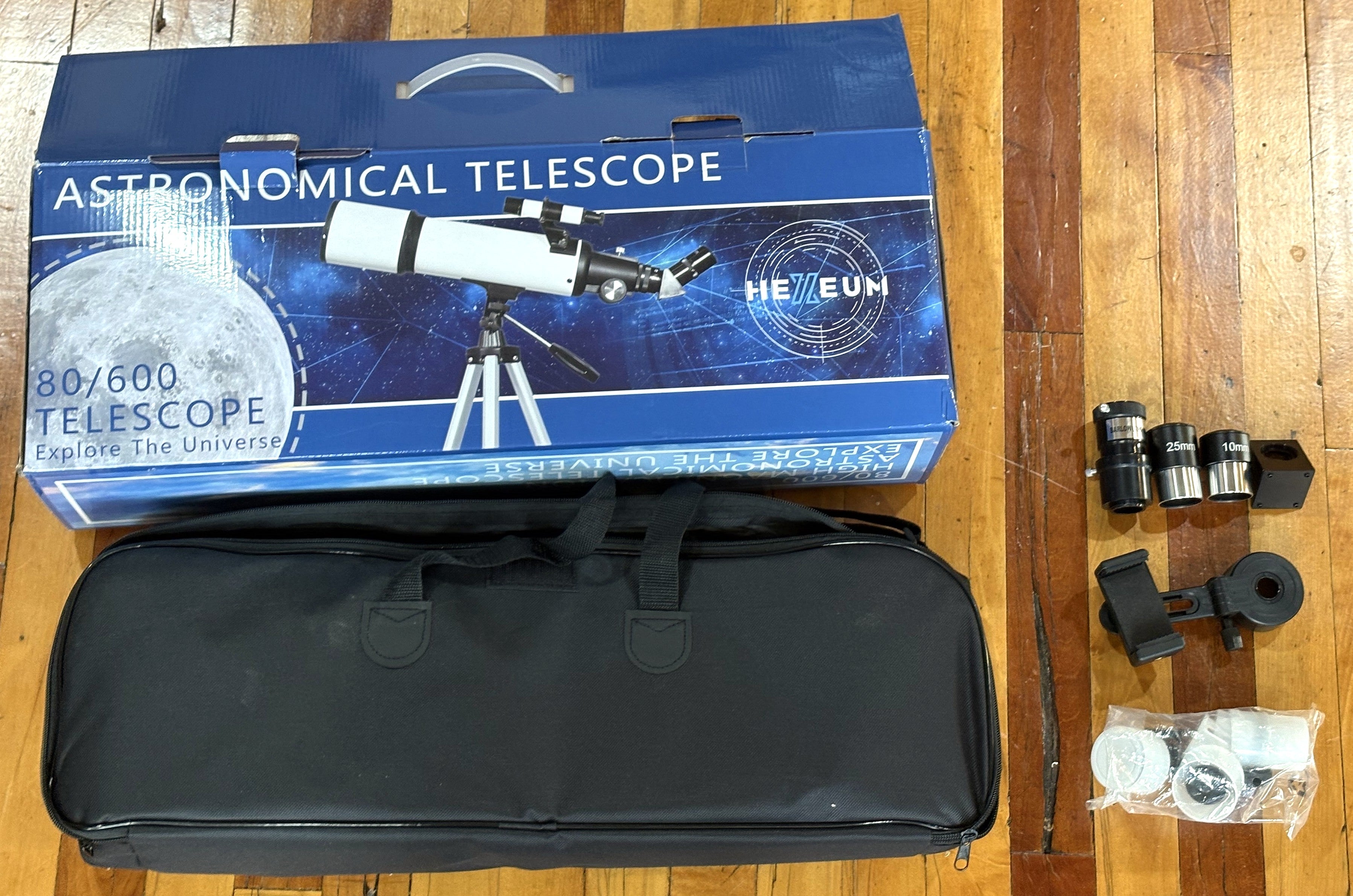 Astronomical Telescope in Black By Hexeum Includes box and all