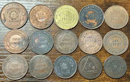 Masonic Pennies From Varying Chapters 15 To Choose From - Freemasonry Fifteen Chapters One Pennies to Choose from!!!
