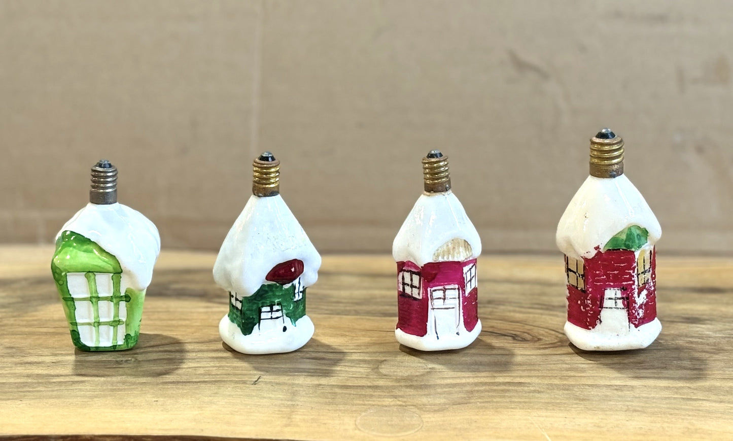 Antique Milk Glass Figurine/Christmas Tree Lightbulbs -Vintage Christmas Milk Glass Hand painted Light Bulbs
