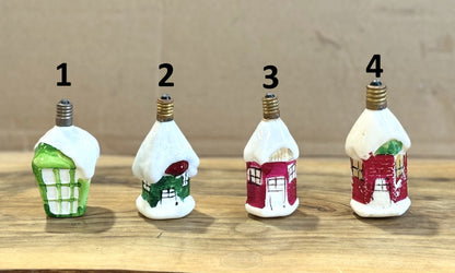 Antique Milk Glass Figurine/Christmas Tree Lightbulbs -Vintage Christmas Milk Glass Hand painted Light Bulbs