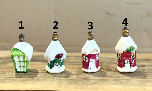 Antique Milk Glass Figurine/Christmas Tree Lightbulbs -Vintage Christmas Milk Glass Hand painted Light Bulbs