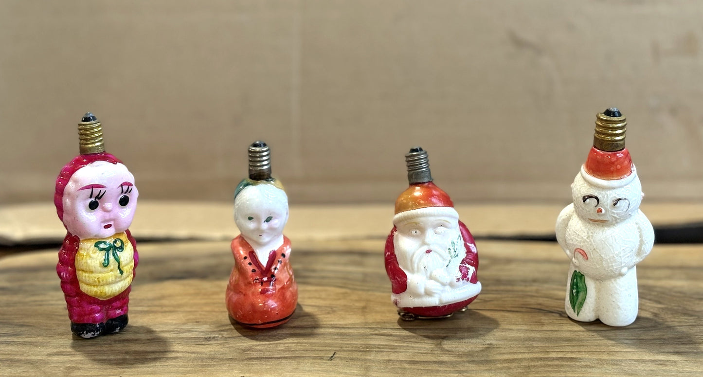 Antique Milk Glass Figurine/Christmas Tree Lightbulbs -Vintage Christmas Milk Glass Hand painted Light Bulbs