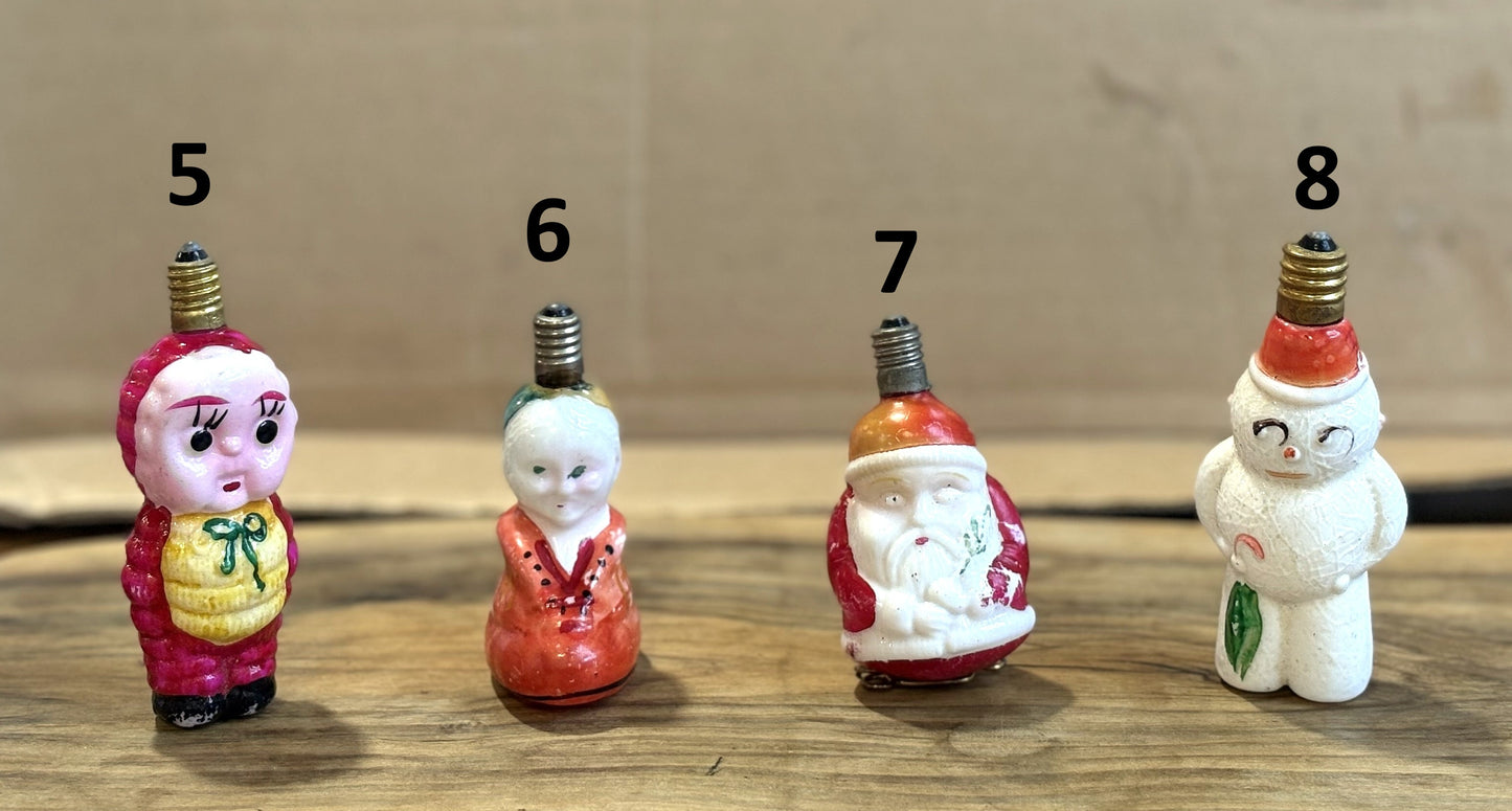 Antique Milk Glass Figurine/Christmas Tree Lightbulbs -Vintage Christmas Milk Glass Hand painted Light Bulbs