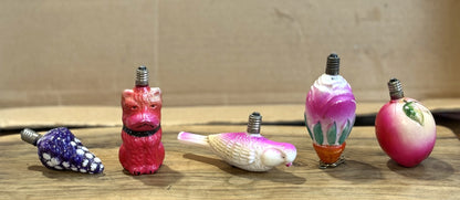 Antique Milk Glass Figurine/Christmas Tree Lightbulbs -Vintage Christmas Milk Glass Hand painted Light Bulbs