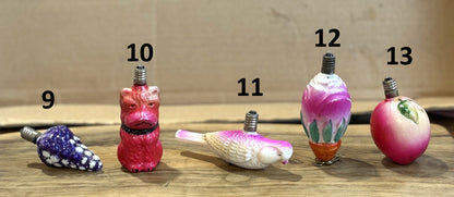 Antique Milk Glass Figurine/Christmas Tree Lightbulbs -Vintage Christmas Milk Glass Hand painted Light Bulbs