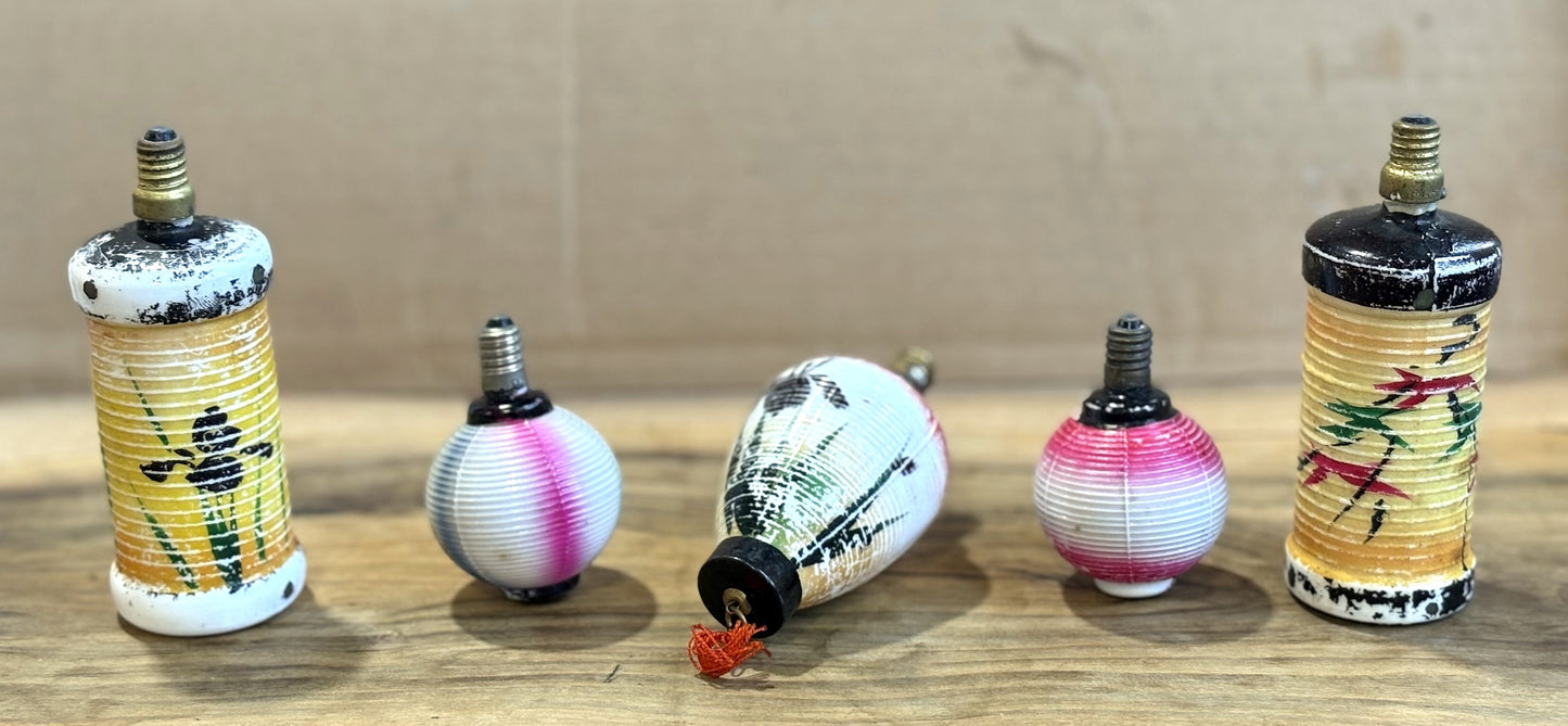 Antique Milk Glass Figurine/Christmas Tree Lightbulbs -Vintage Christmas Milk Glass Hand painted Light Bulbs