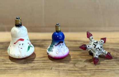 Antique Milk Glass Figurine/Christmas Tree Lightbulbs -Vintage Christmas Milk Glass Hand painted Light Bulbs