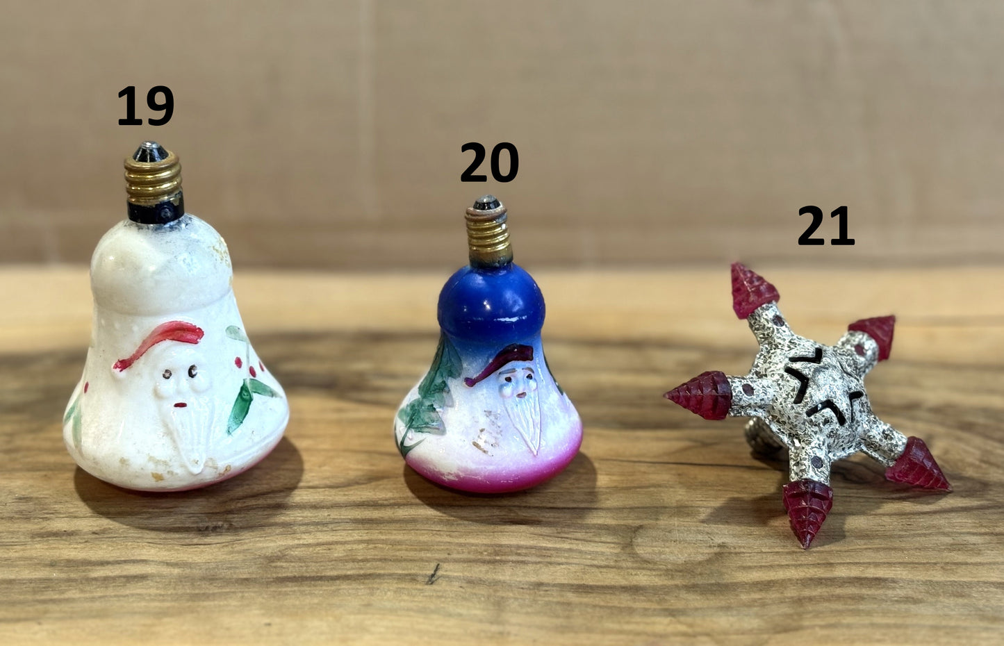 Antique Milk Glass Figurine/Christmas Tree Lightbulbs -Vintage Christmas Milk Glass Hand painted Light Bulbs