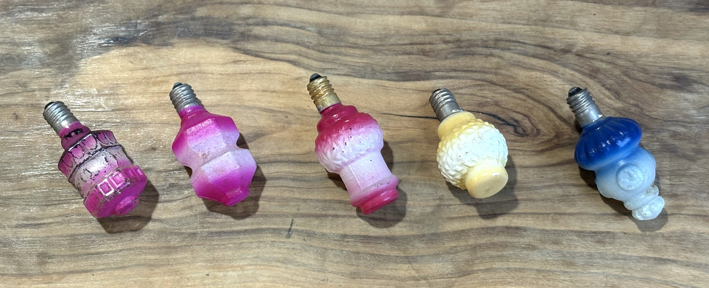 Antique Milk Glass Figurine/Christmas Tree Lightbulbs -Vintage Christmas Milk Glass Hand painted Light Bulbs