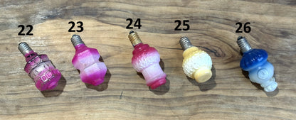 Antique Milk Glass Figurine/Christmas Tree Lightbulbs -Vintage Christmas Milk Glass Hand painted Light Bulbs