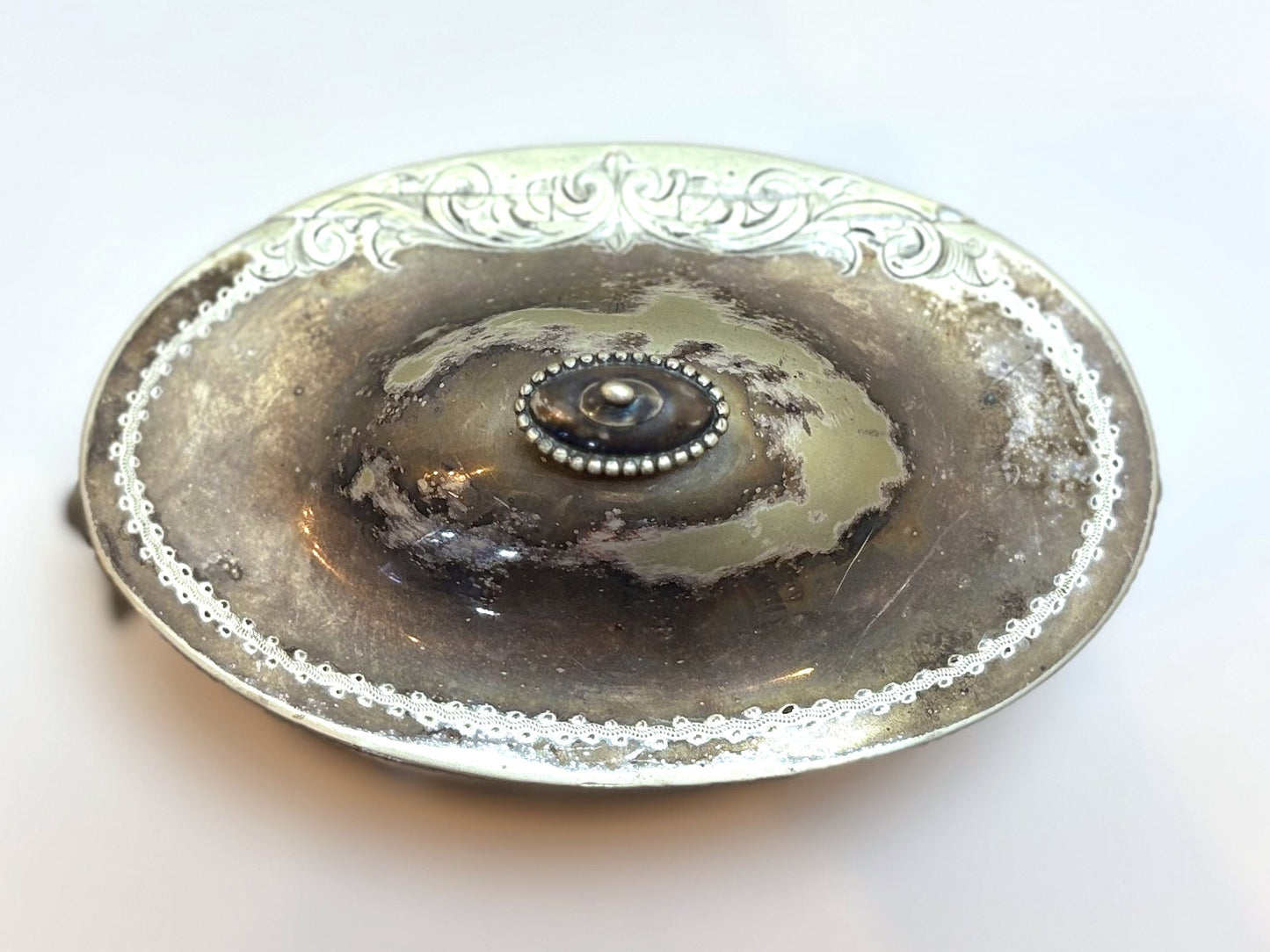 Victorian Silver-Plated Tea Caddy with Lion Head Handles - Ornate Victorian Tea Caddy with Lion Head Ring Handles and Blank Cartouche