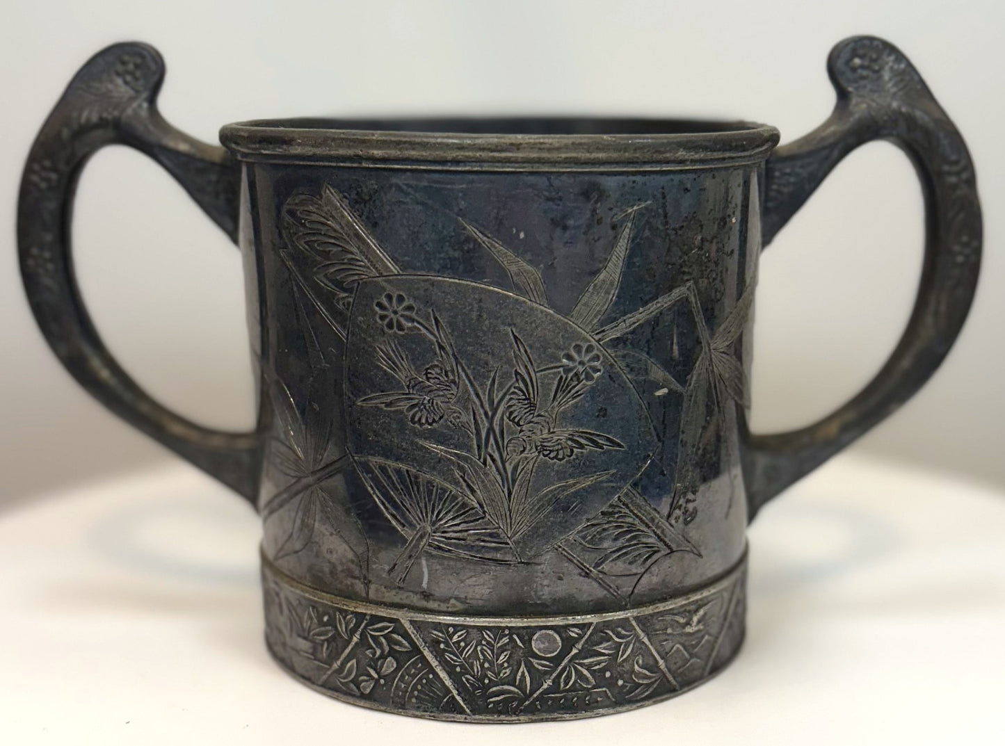 Quadruple Plate Trophy Cup, Hartford Silver Plate Co. #1150 - Etched Floral Hartford Silver Plate Open Sugar Bowl